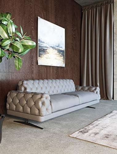 Limari Home Felician Collection Modern Style Velvet Fabric Upholstered Sofa with Drop Arms and Black Metal Legs, Gray