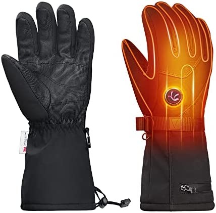 Heated Gloves, VELAZZIO Rechargeable 4800mAh Electric Heating Gloves for Men Women, Winter Thermal Warm Battery Gloves for Skiing Hunting Fishing Snowboarding